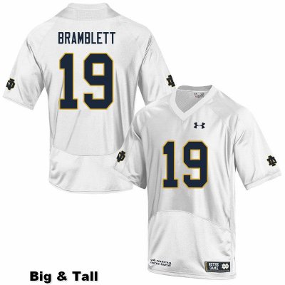 Notre Dame Fighting Irish Men's Jay Bramblett #19 White Under Armour Authentic Stitched Big & Tall College NCAA Football Jersey RTE6299MO